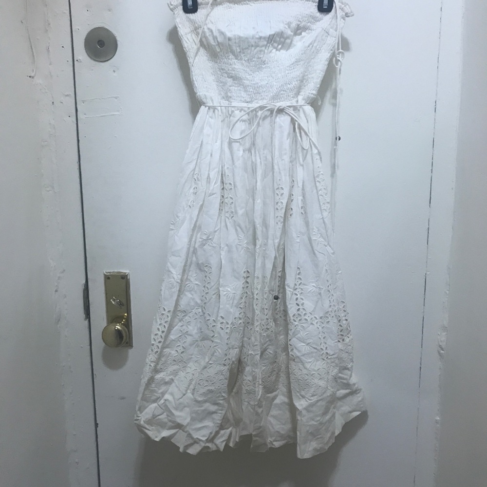Anthropologie Lithe white eyelet tube dress xs